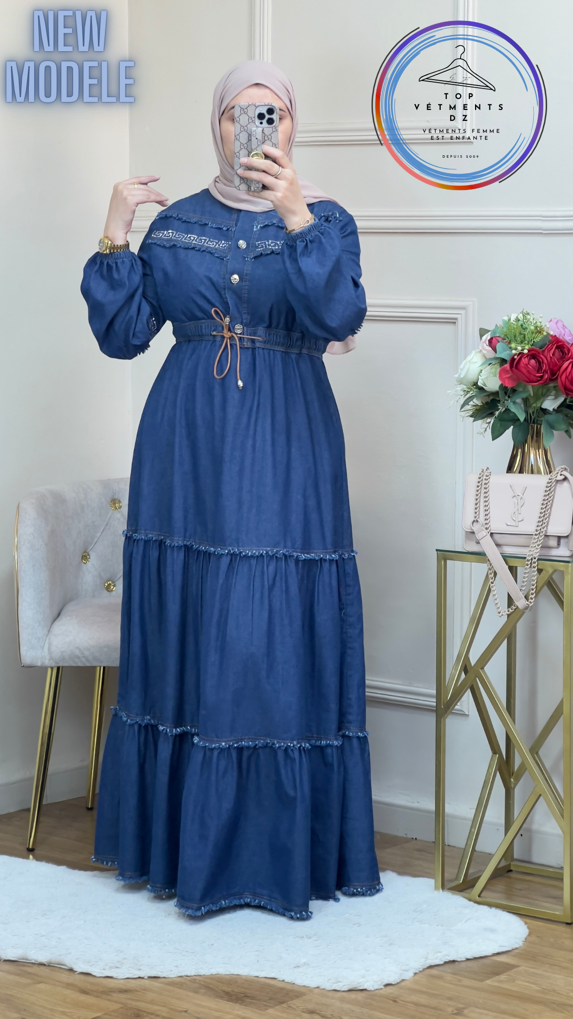 robe jean avec découpe